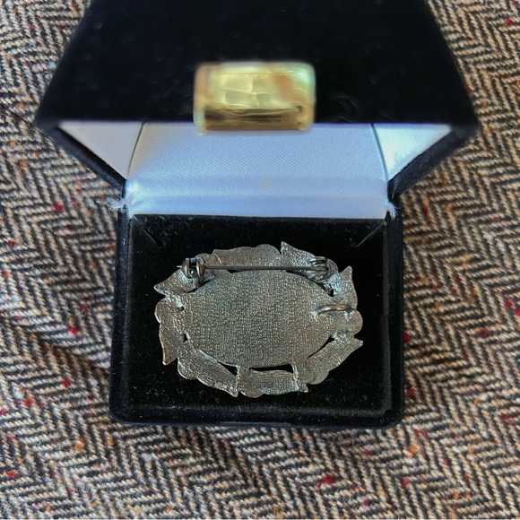 JAPAN Vintage Hand Painted Multi-Function Floral Oval Necklace Brooch - Picture 3 of 5